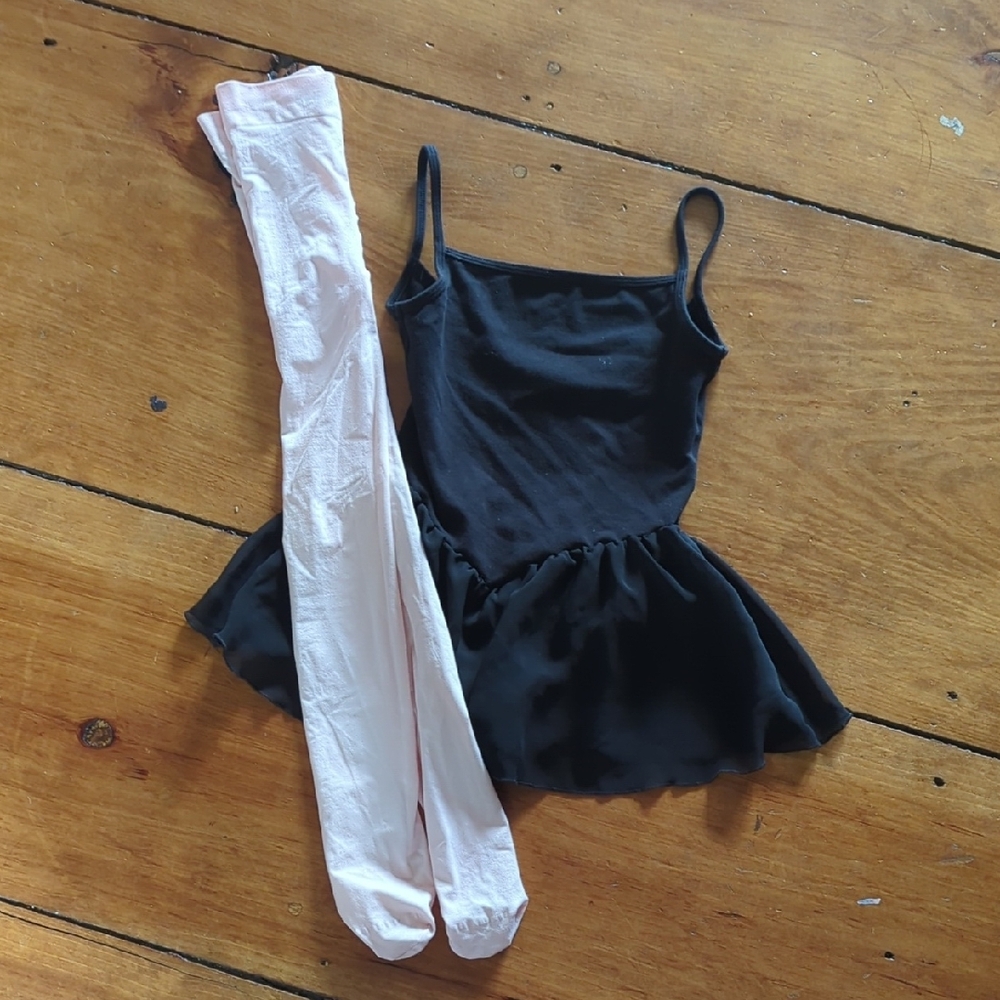 Bloch Black Dance Costume with Pink Tights